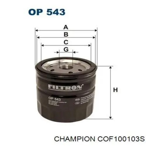 Filtro de aceite COF100103S Champion