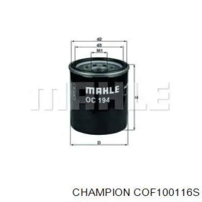 Масляный фильтр COF100116S Champion