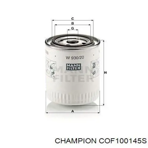 Filtro de aceite COF100145S Champion