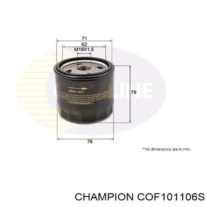 COF101106S Champion масляный фильтр