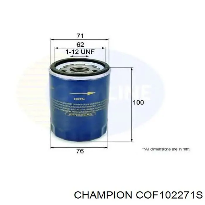 COF102271S Champion масляный фильтр