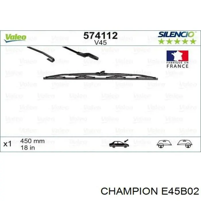 E45B02 Champion щетка-дворник лобового стекла, комплект из 2 шт.