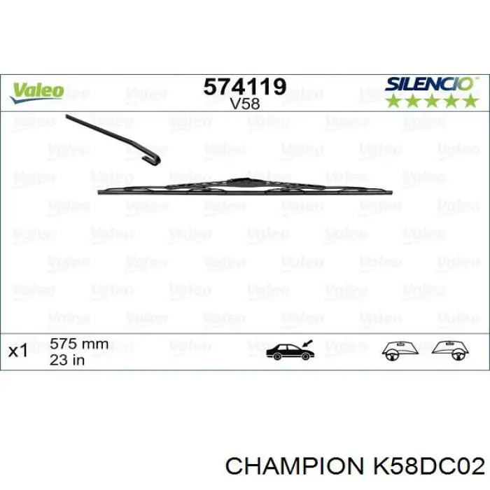 K58DC02 Champion щетка-дворник лобового стекла, комплект из 2 шт.