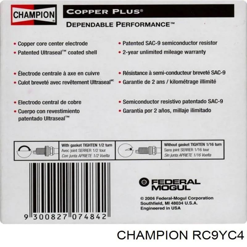 RC9YC4 Champion Свечи зажигания