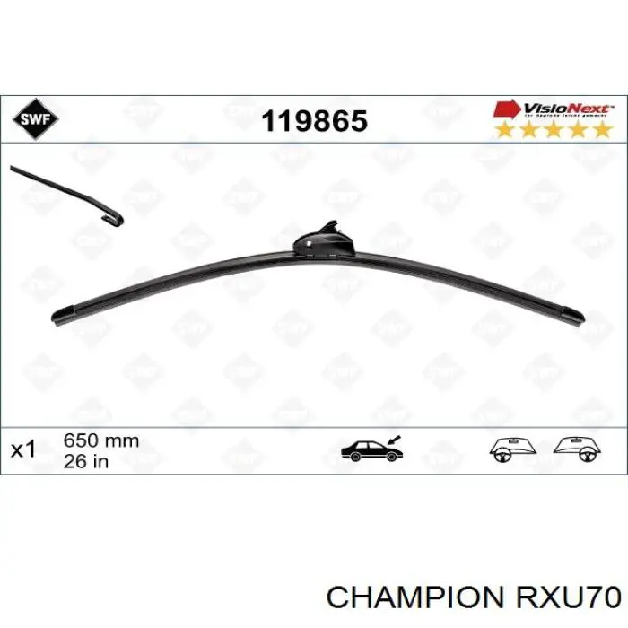 RXU70 Champion щетка-дворник лобового стекла водительская