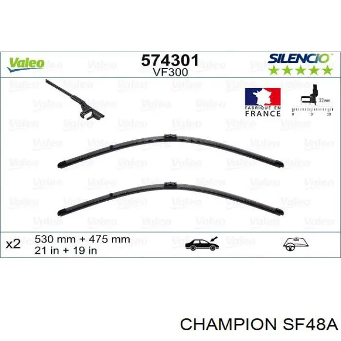 Щетка-дворник лобового стекла пассажирская SF48A Champion