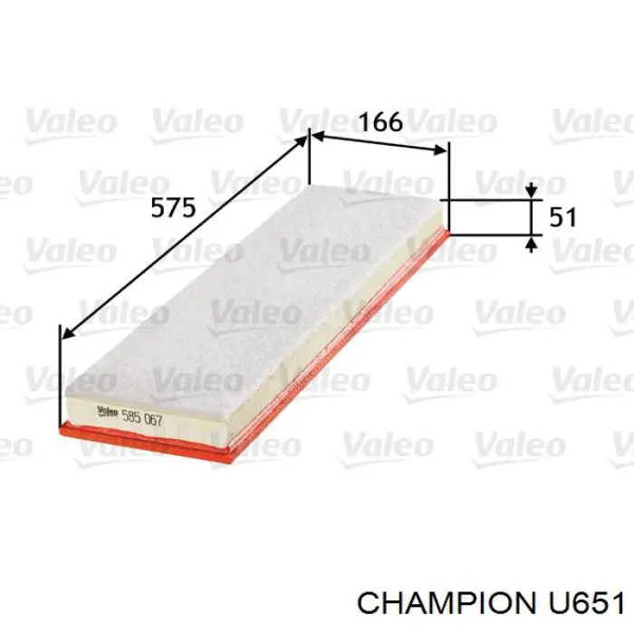 U651 Champion Воздушный фильтр двигателя