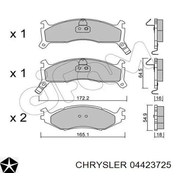 Передние тормозные колодки 04423725 Chrysler