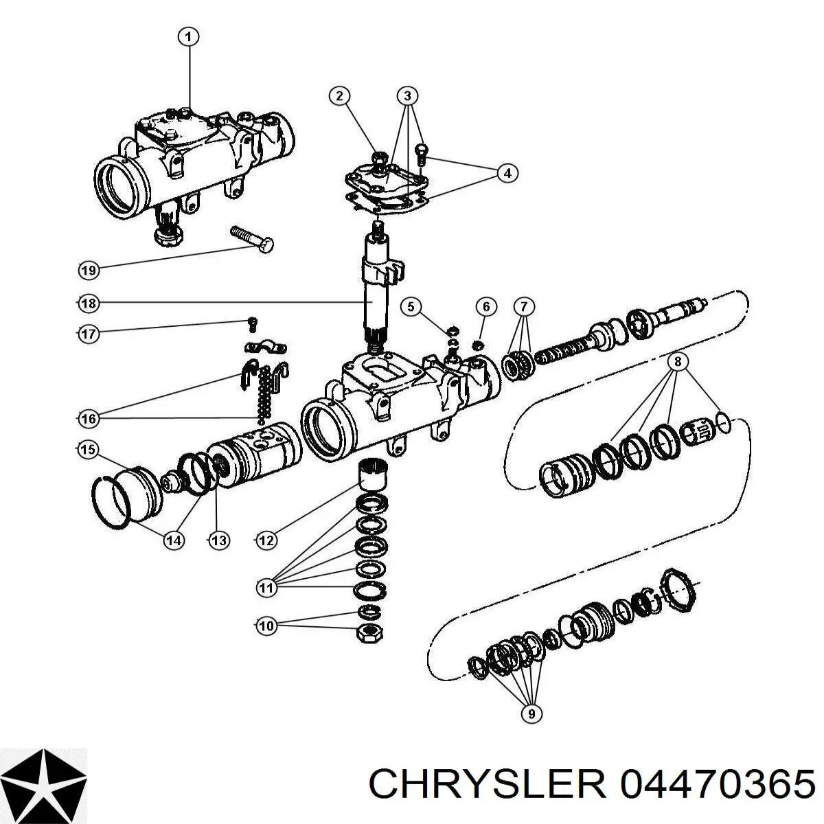 04470365 Chrysler сальник рулевого механизма, ремкомплект