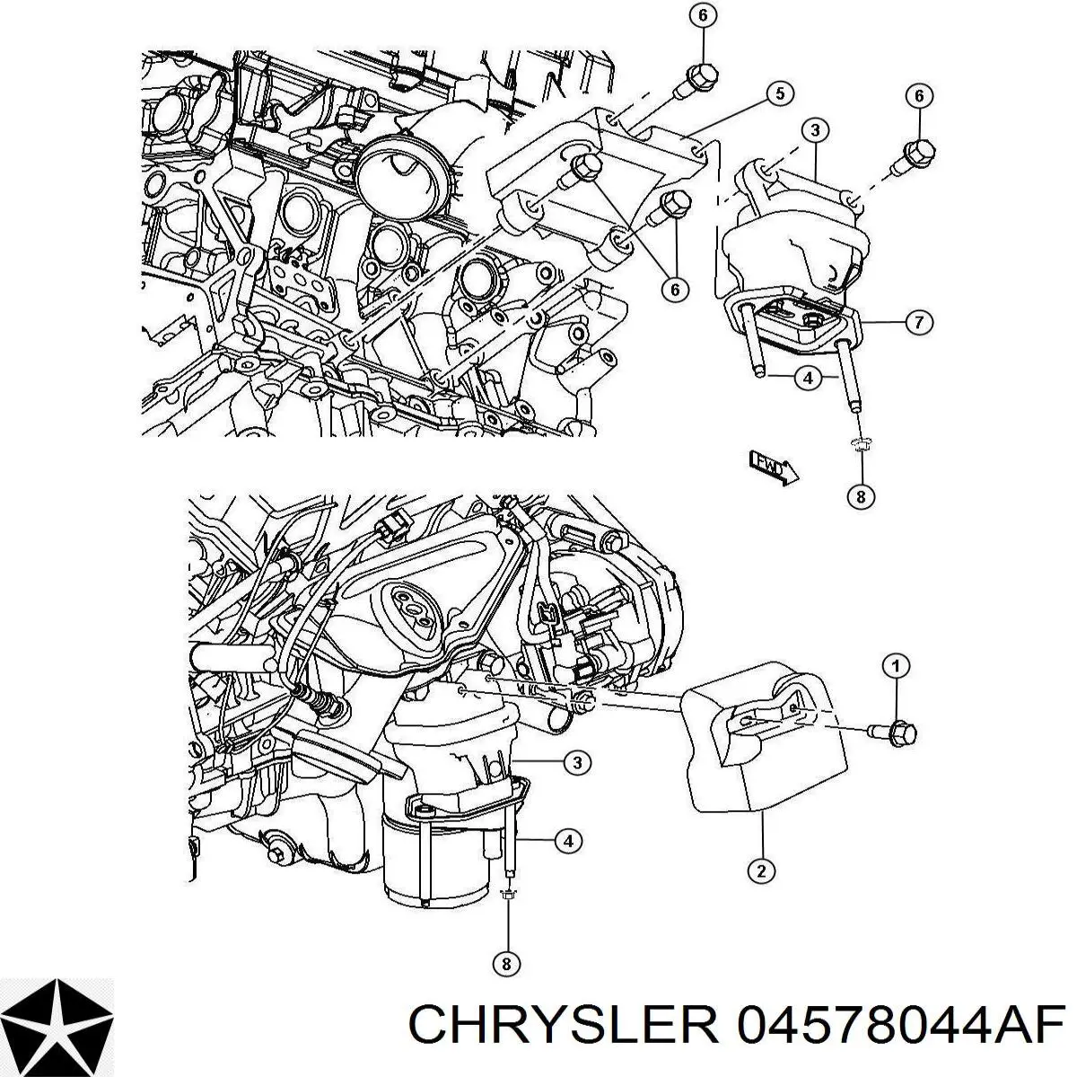 K04578044AF Fiat/Alfa/Lancia coxim (suporte dianteiro de motor)