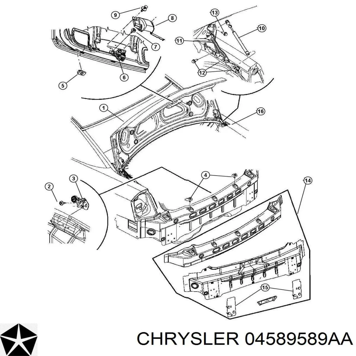 Амортизатор багажника 04589589AA Chrysler