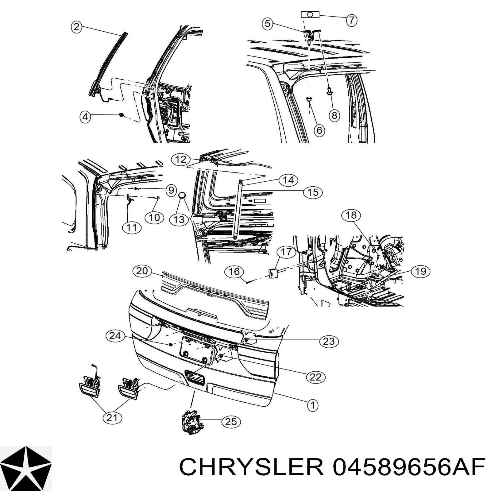 04589656AA Chrysler замок крышки багажника (двери 3/5-й задней)