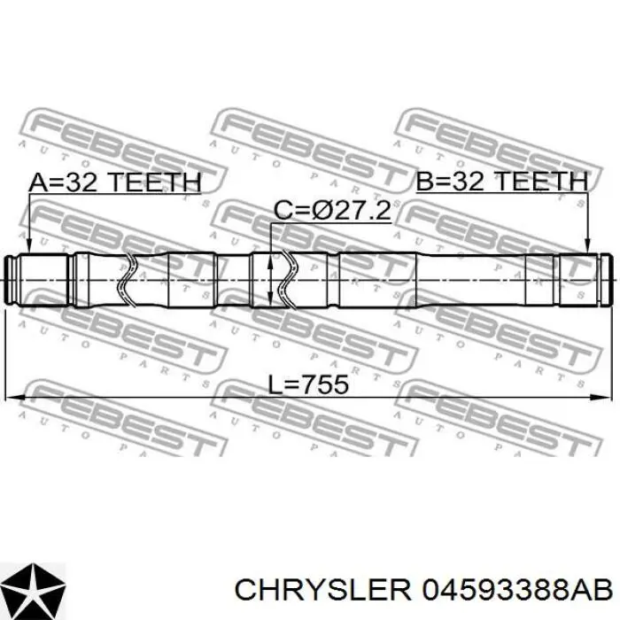 Купить 04593448AA Chrysler Вал приводной правый
