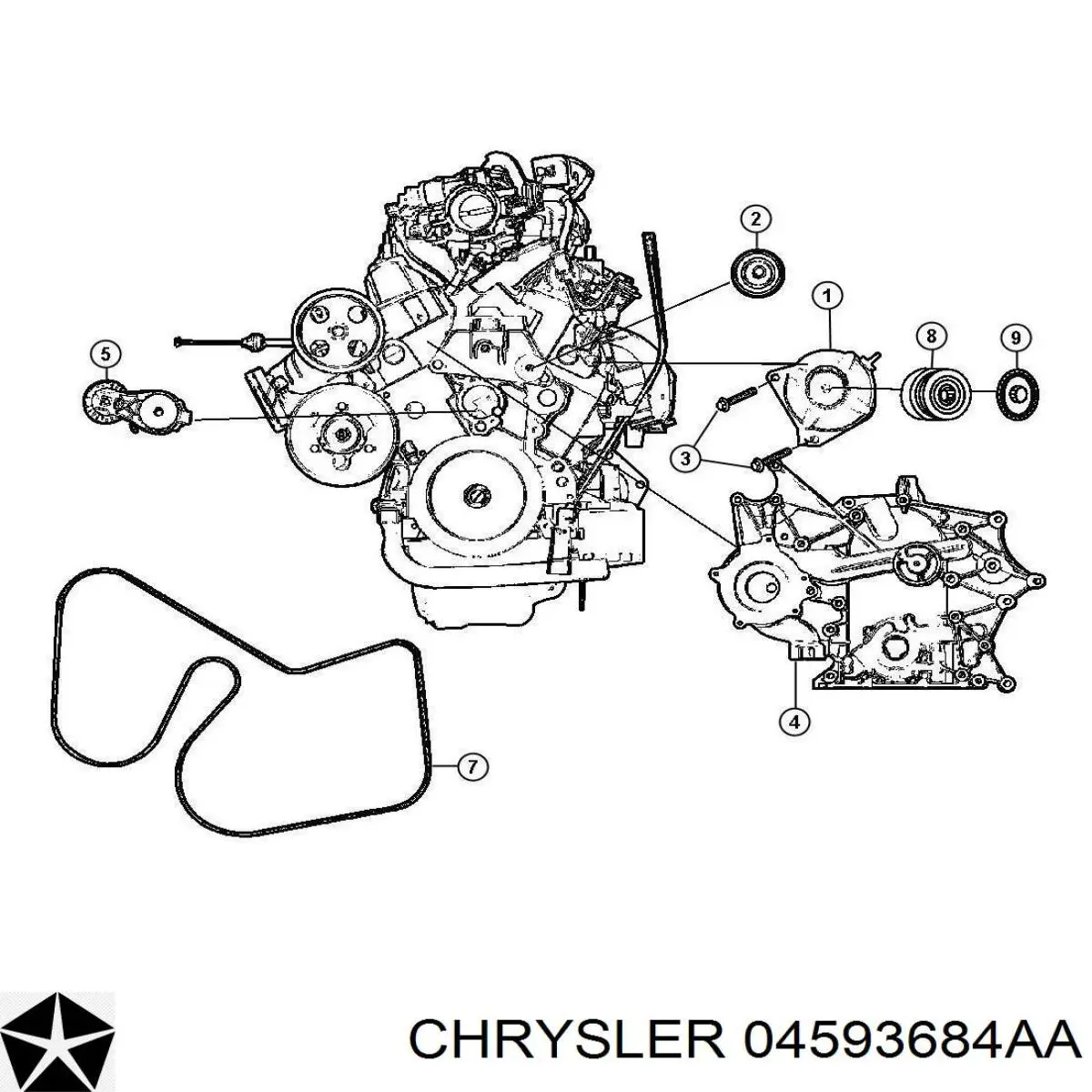 Клиновый ремень Chrysler 04593684AA цена, от 15.21 USD
