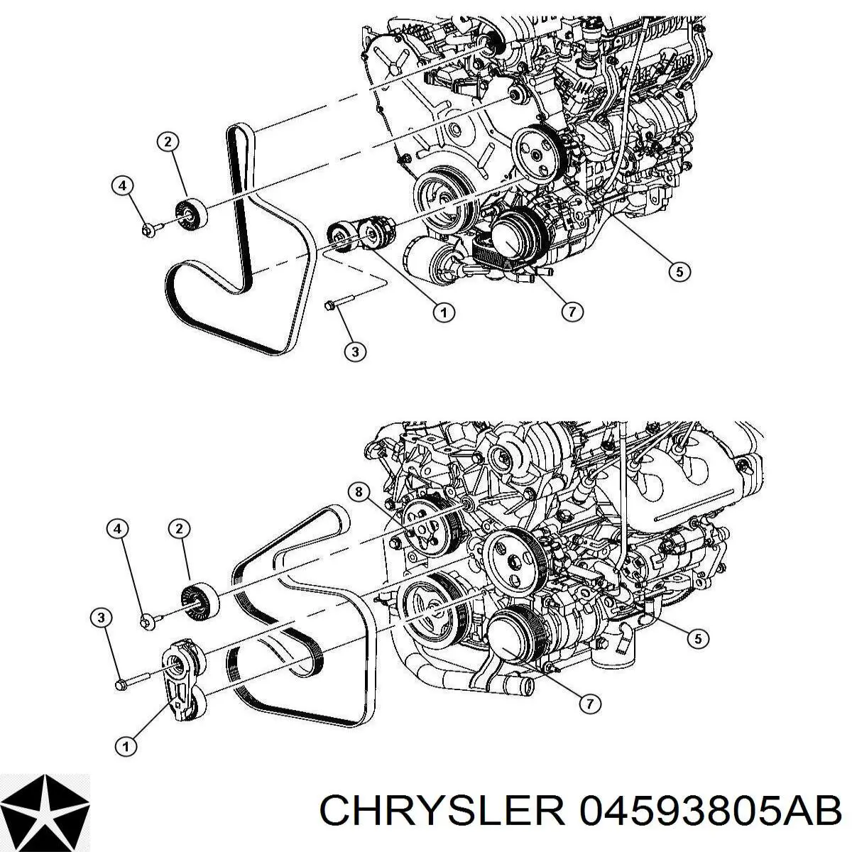 Роликовий модуль натяжителя ремня Chrysler 4593805AB цена, от 30.88 USD