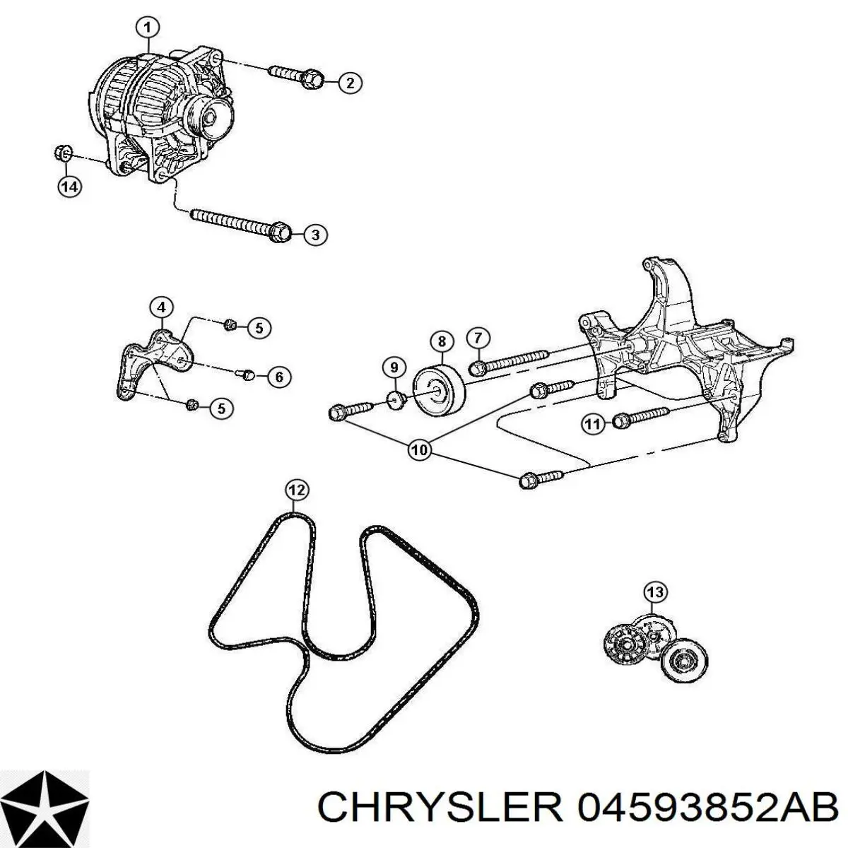 Ремень генератора 04593852AB Chrysler