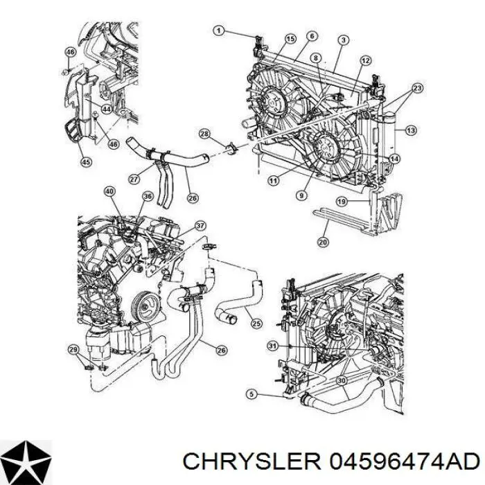 K04596474AC Fiat/Alfa/Lancia consola do radiador superior