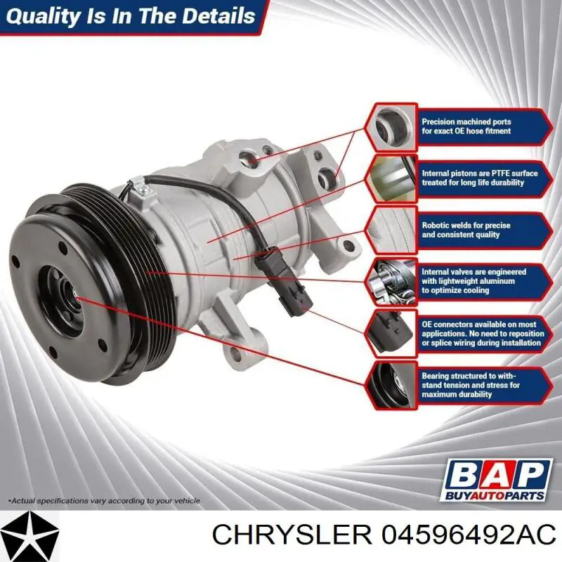 Компрессор системы кондиционирования Chrysler 4596492AB цена, от 301.05 USD