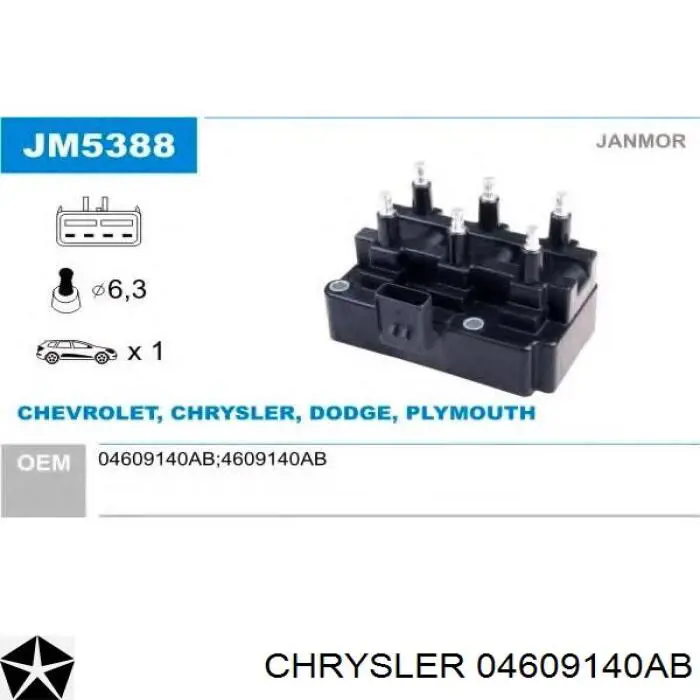 Катушка Chrysler 04609140AB