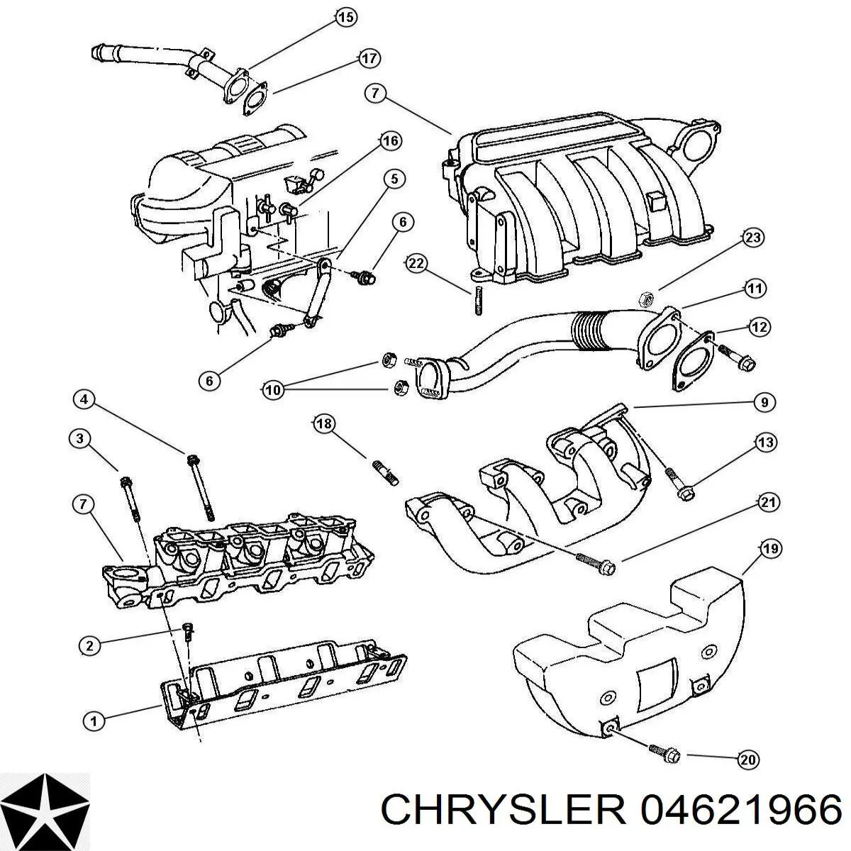 04621966 Chrysler прокладка впускного коллектора верхняя