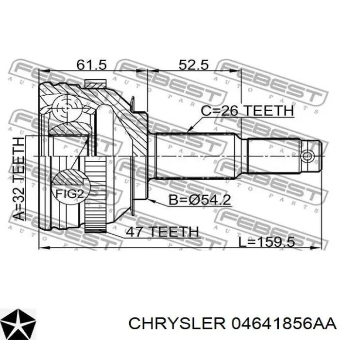 R4641856AF Chrysler полуось (привод передняя правая)