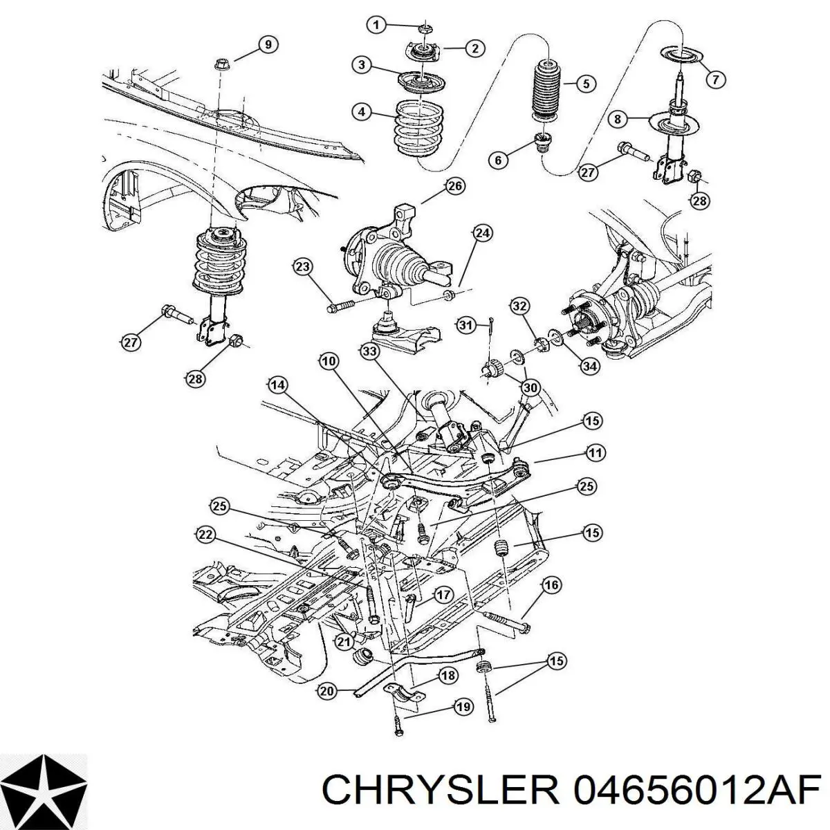 04656012AF Chrysler сайлентблок переднего нижнего рычага