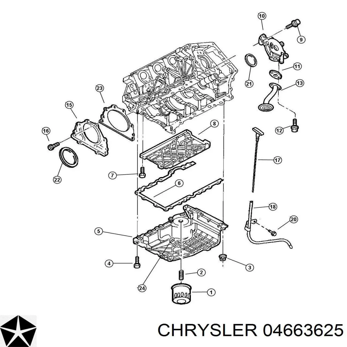 04663625 Chrysler сальник коленвала двигателя задний