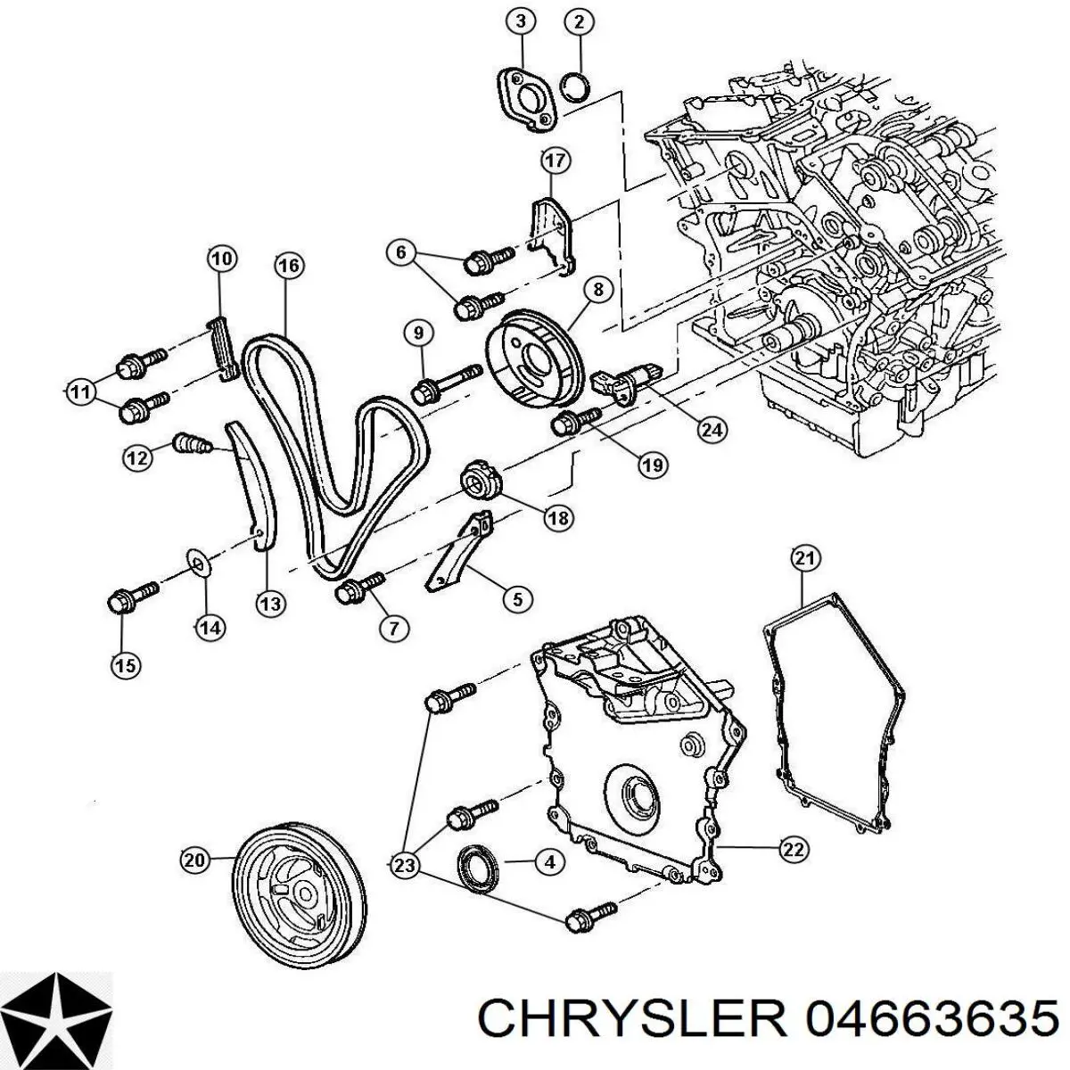 Цепь привода распредвала Chrysler 04663635 цена, от 188.84 USD