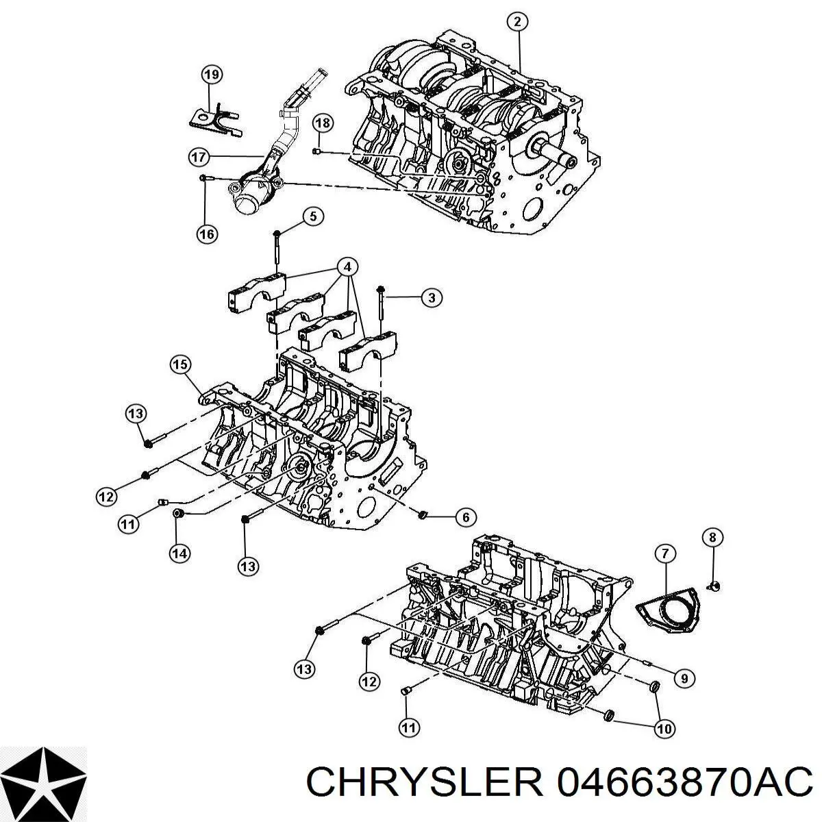 04663870AC Chrysler vedação traseira de cambota de motor