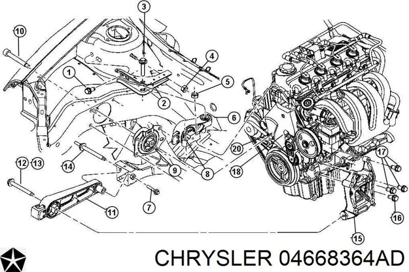 04668364AD Chrysler натяжитель приводного ремня
