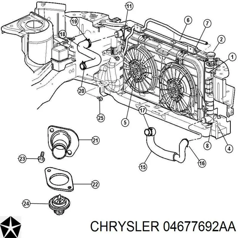Радиатор охлаждения двигателя Chrysler 04677692AA цена, от 114.54 USD