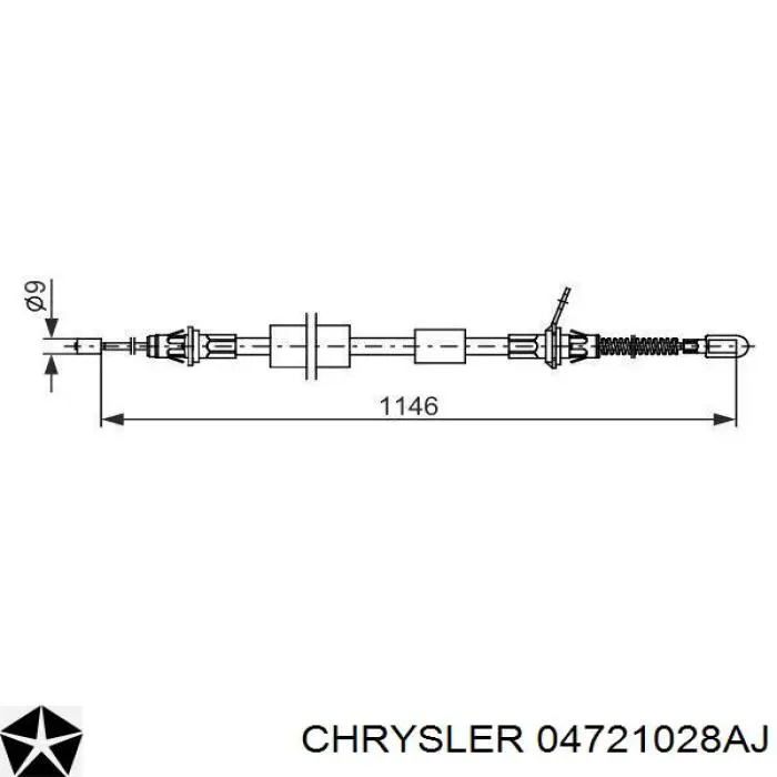 04721028AJ Chrysler трос ручного тормоза задний правый