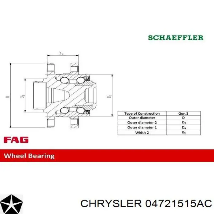 Купить 04721515AC Chrysler Задняя шпиндель