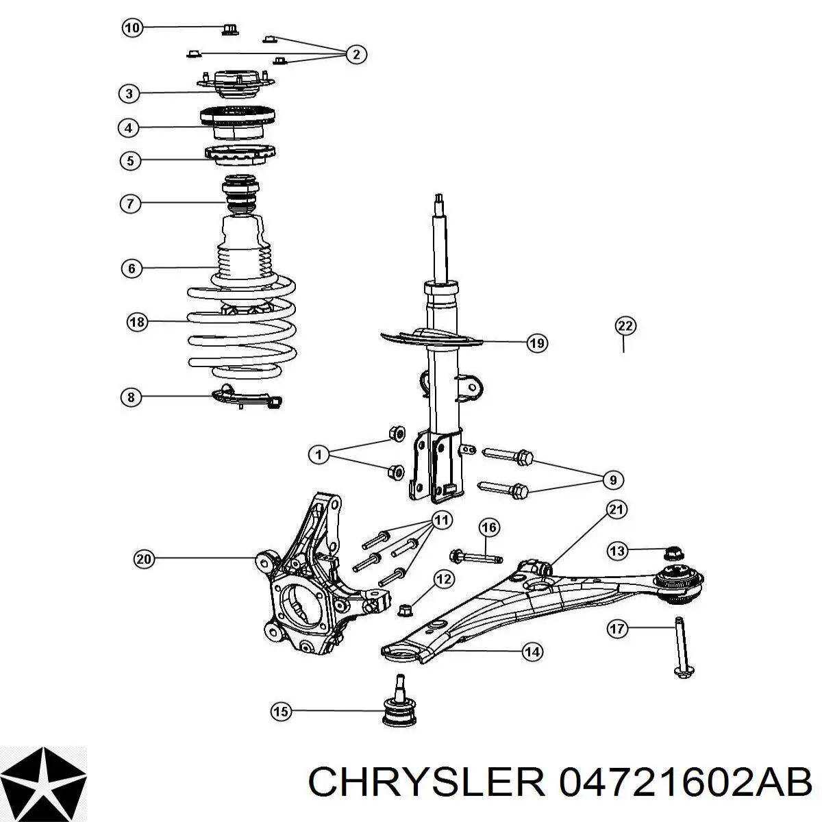 Опорный подшипник амортизатора 04721602AB Chrysler