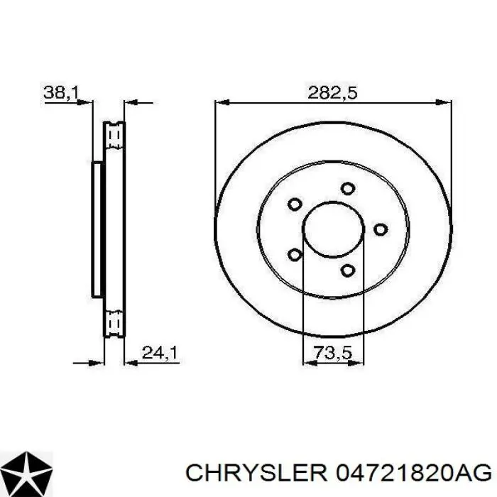 Передние тормозные диски 04721820AG Chrysler