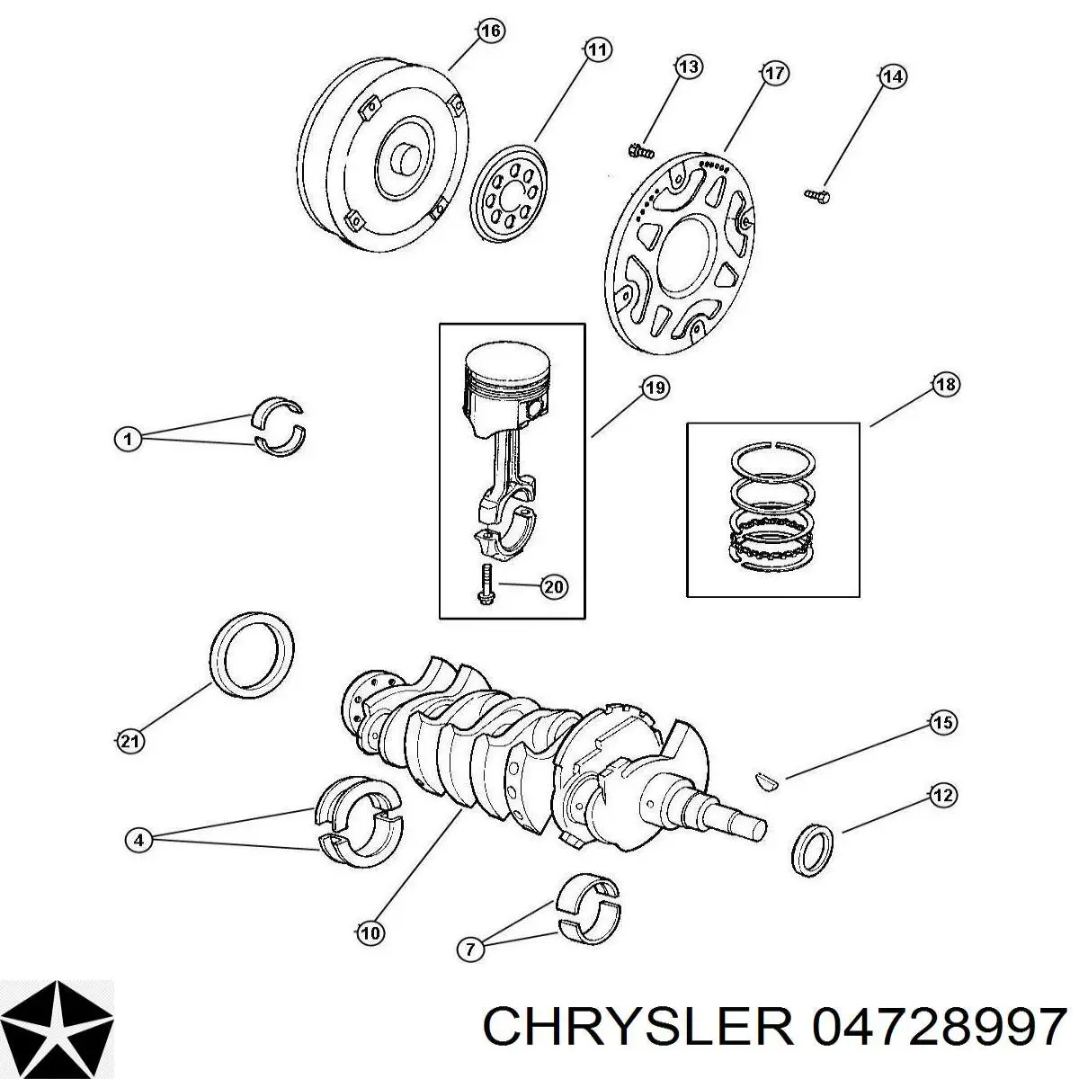 Шатунные вкладыши коленчатого вала Chrysler 04728997