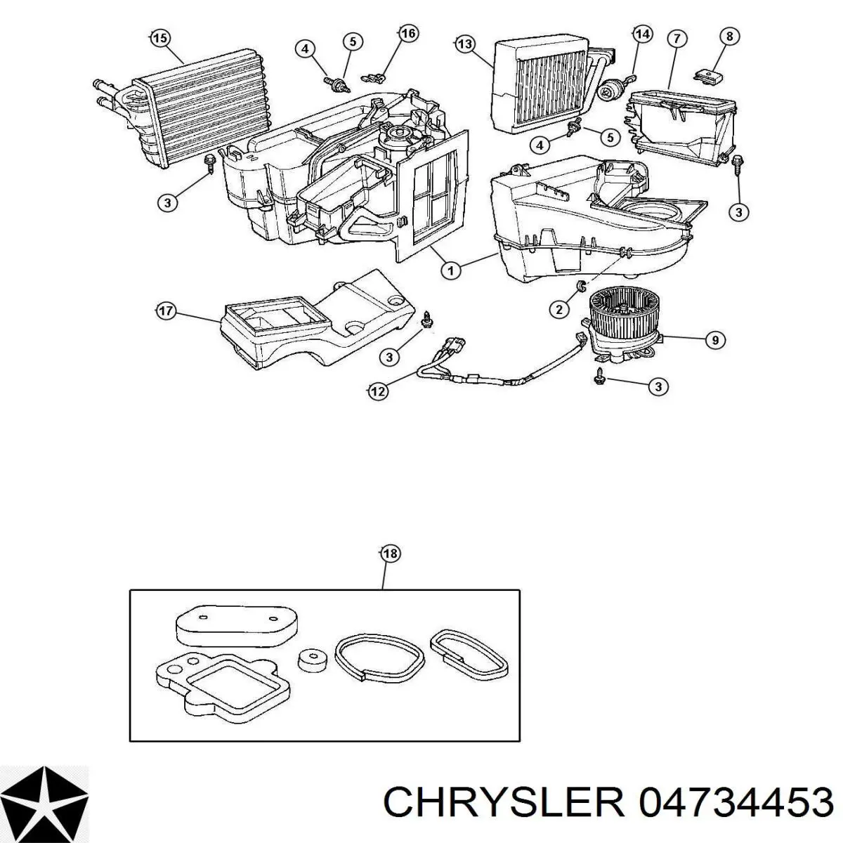 Радиатор печки (отопителя) Chrysler 04734453 цена, от 21.58 USD
