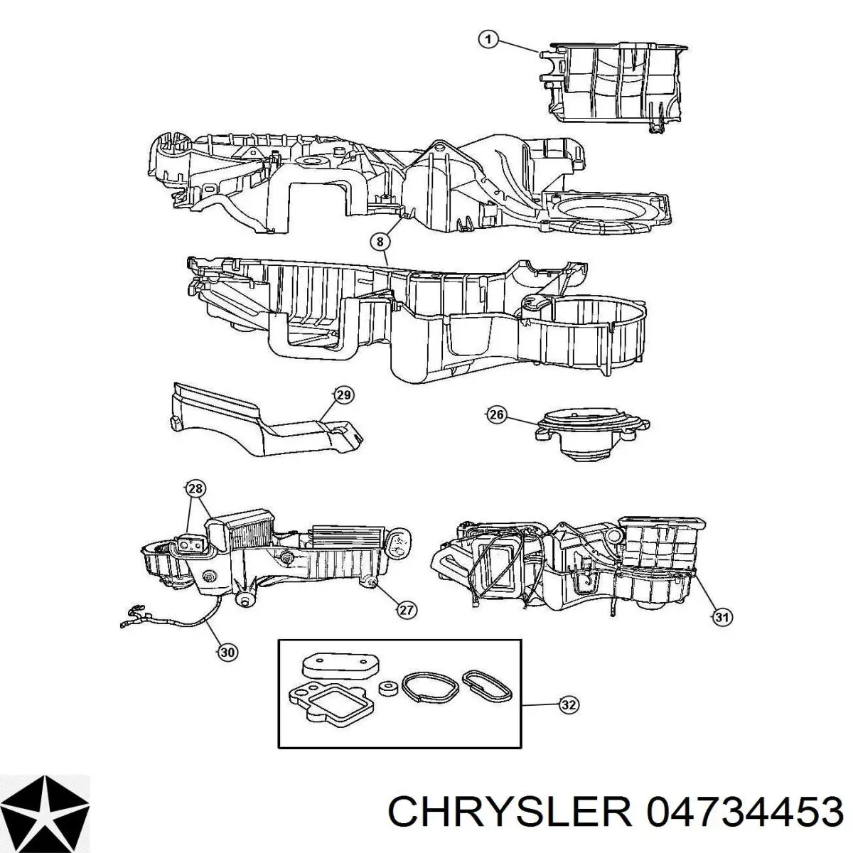 Купить 04734453 Chrysler Радиатор печки