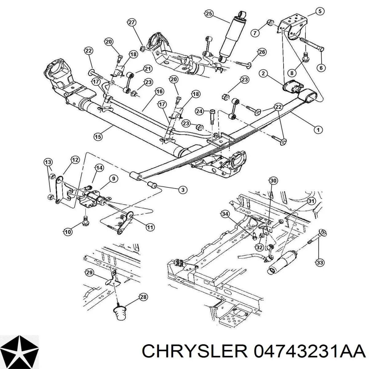 04743231AA Chrysler амортизатор задний