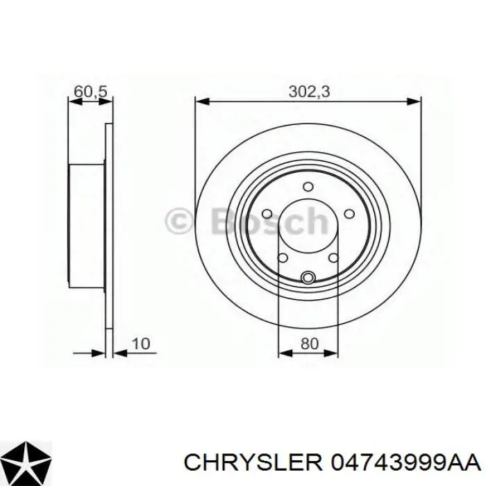 04743999AA Chrysler диск тормозной задний