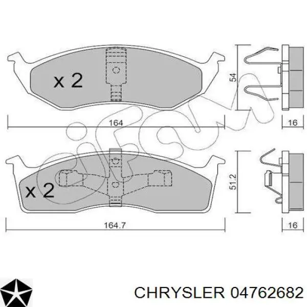 04762682 Chrysler колодки тормозные передние дисковые