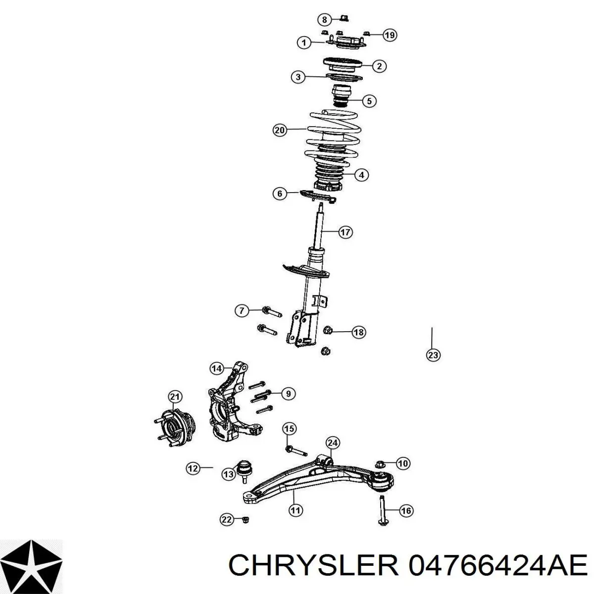 Рычаг передней подвески нижний правый 04766424AE Chrysler