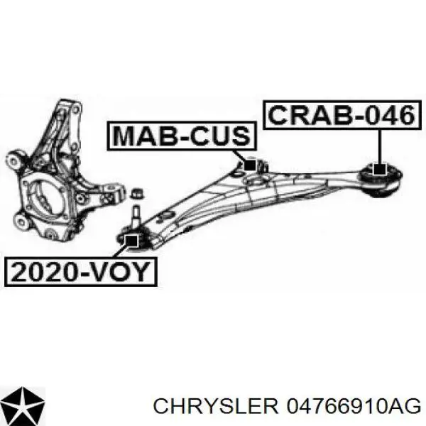 Правый рычаг передней нижней подвески Chrysler 04766910AG цена, от 50.93 USD