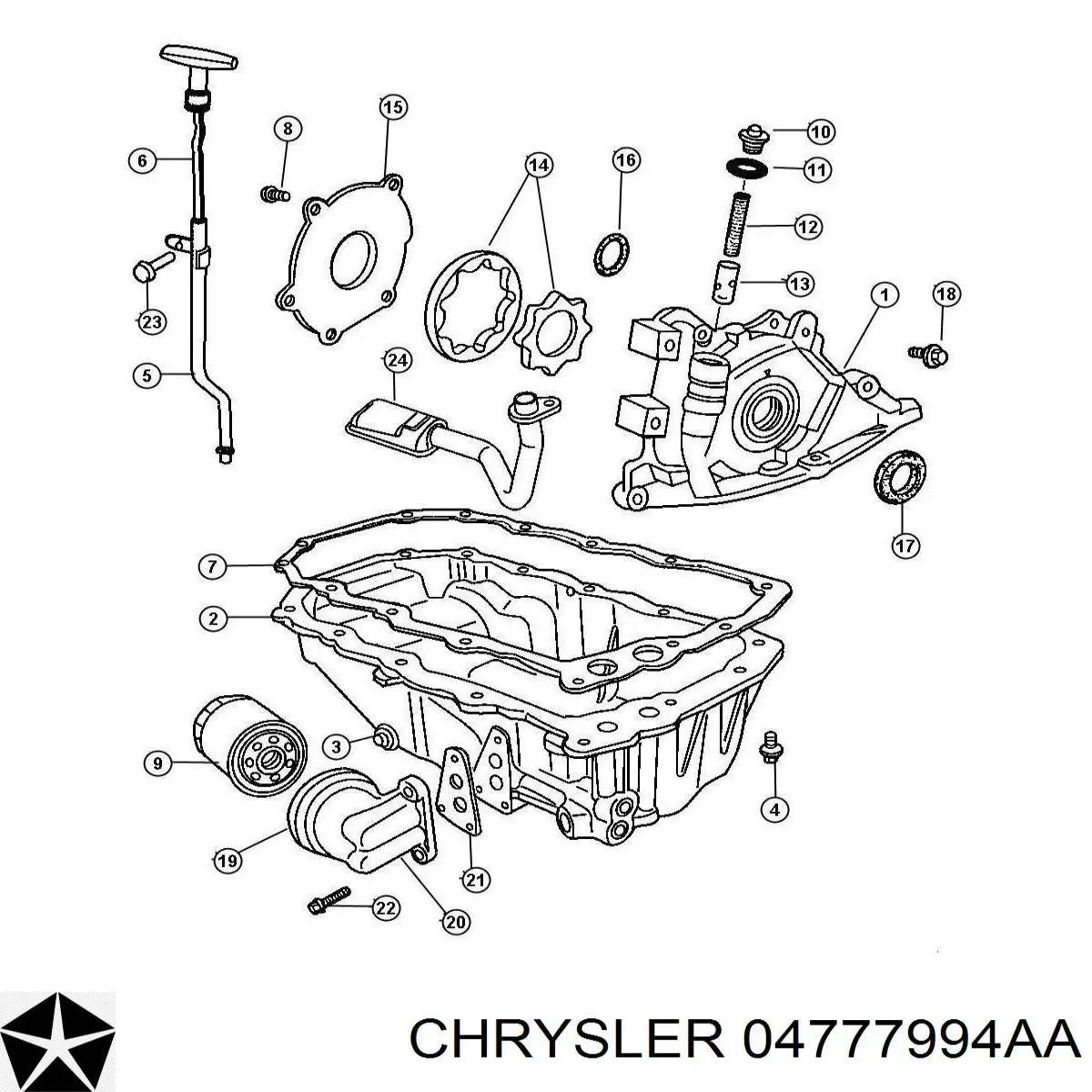 04777994AA Chrysler vedante de panela de cárter do motor