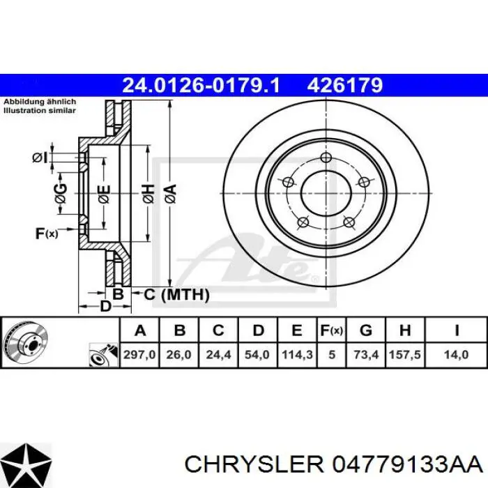 04779133AA Chrysler диск тормозной передний