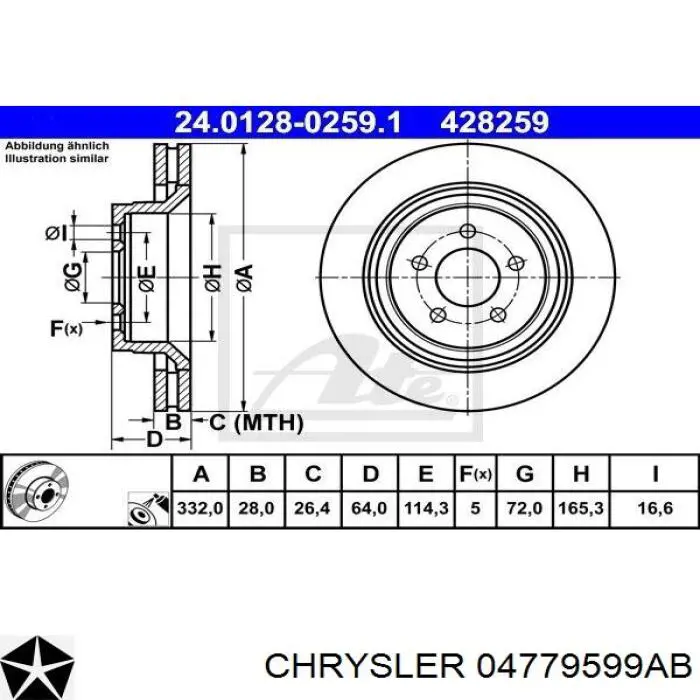 04779599AB Chrysler Диск тормозной передний