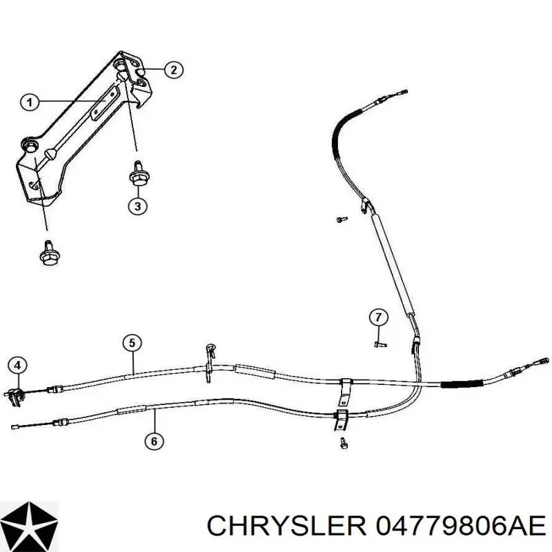 04779806AE Chrysler cabo do freio de estacionamento traseiro esquerdo