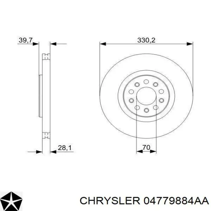 Тормоз дисковый передний Chrysler 04779884AA цена, от 62.29 USD