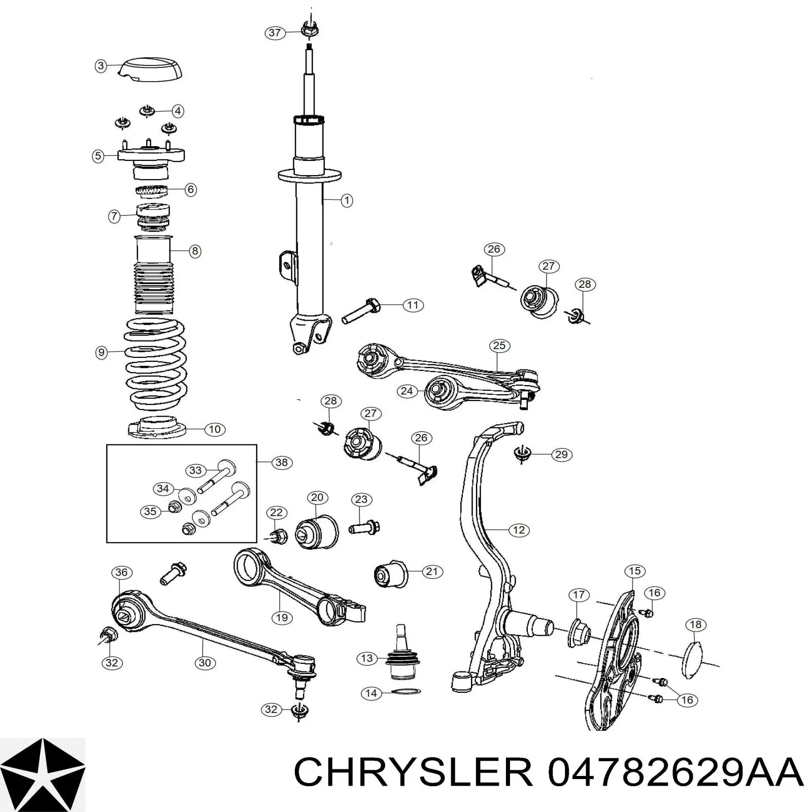 04782629AA Chrysler пыльник амортизатора переднего