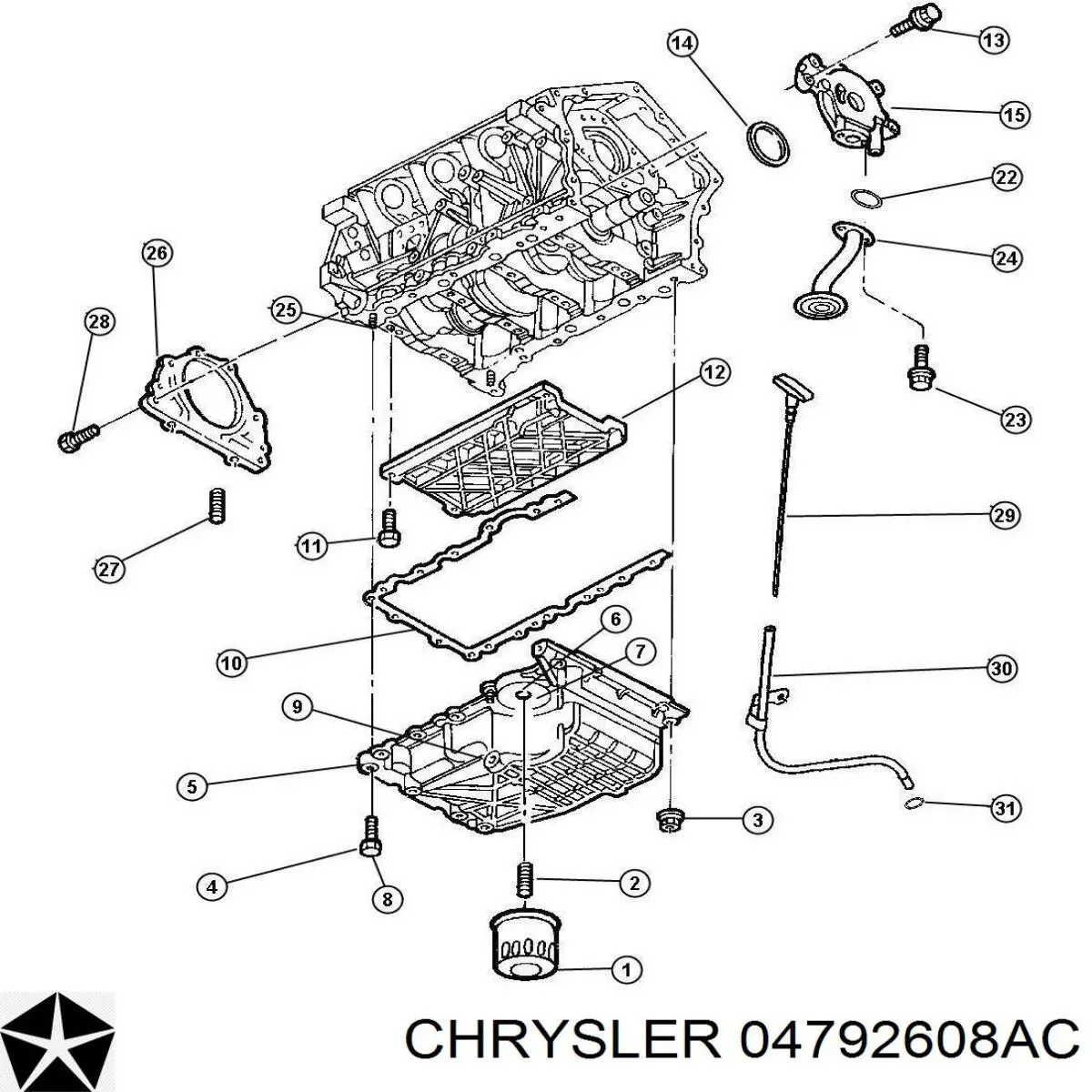04663739AB Chrysler прокладка поддона картера двигателя
